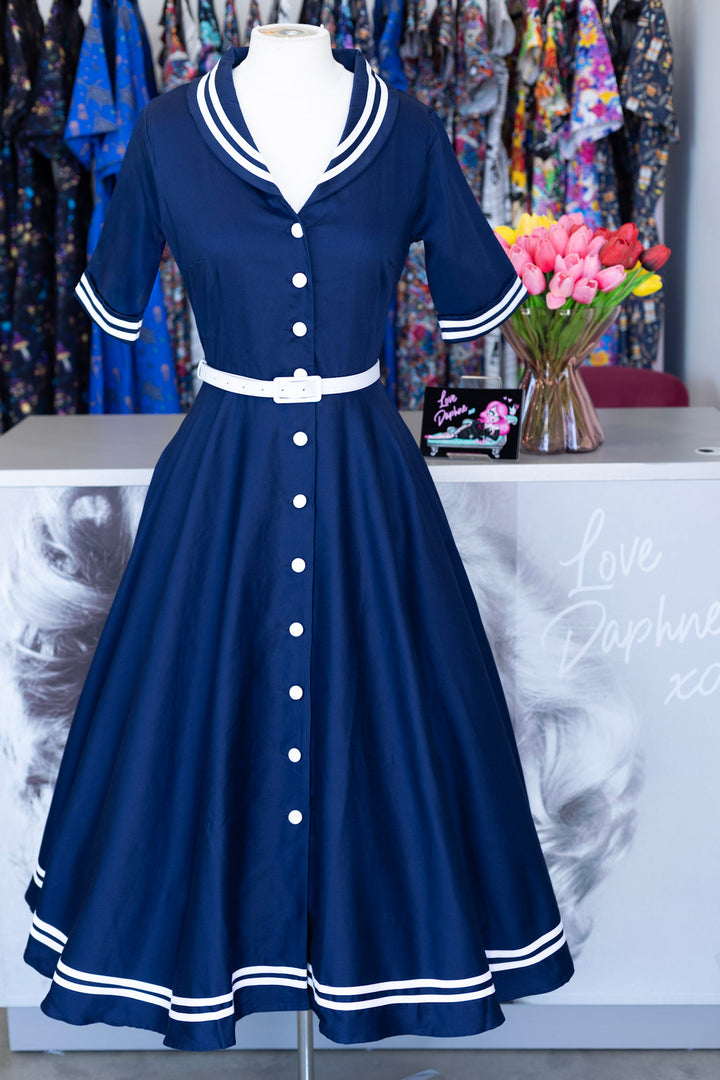 Mollie Navy Nautical Shirt Dress
