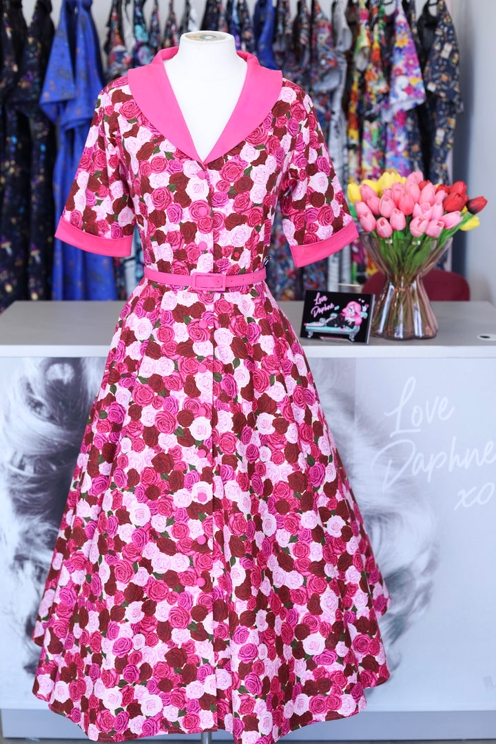 Mollie Pink Rose Garden Shirt Dress