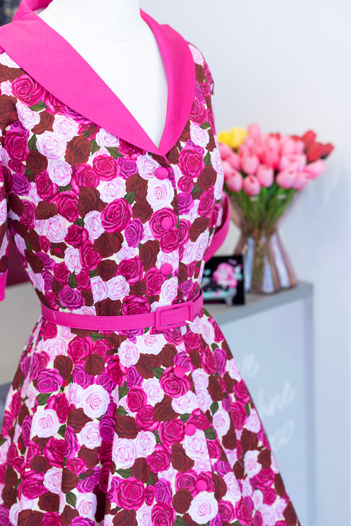 Mollie Pink Rose Garden Shirt Dress