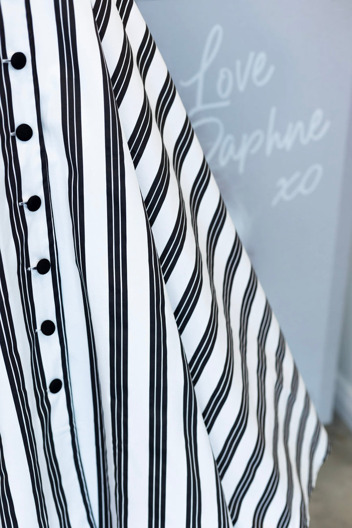 Mollie Triple Black Striped Shirt Dress