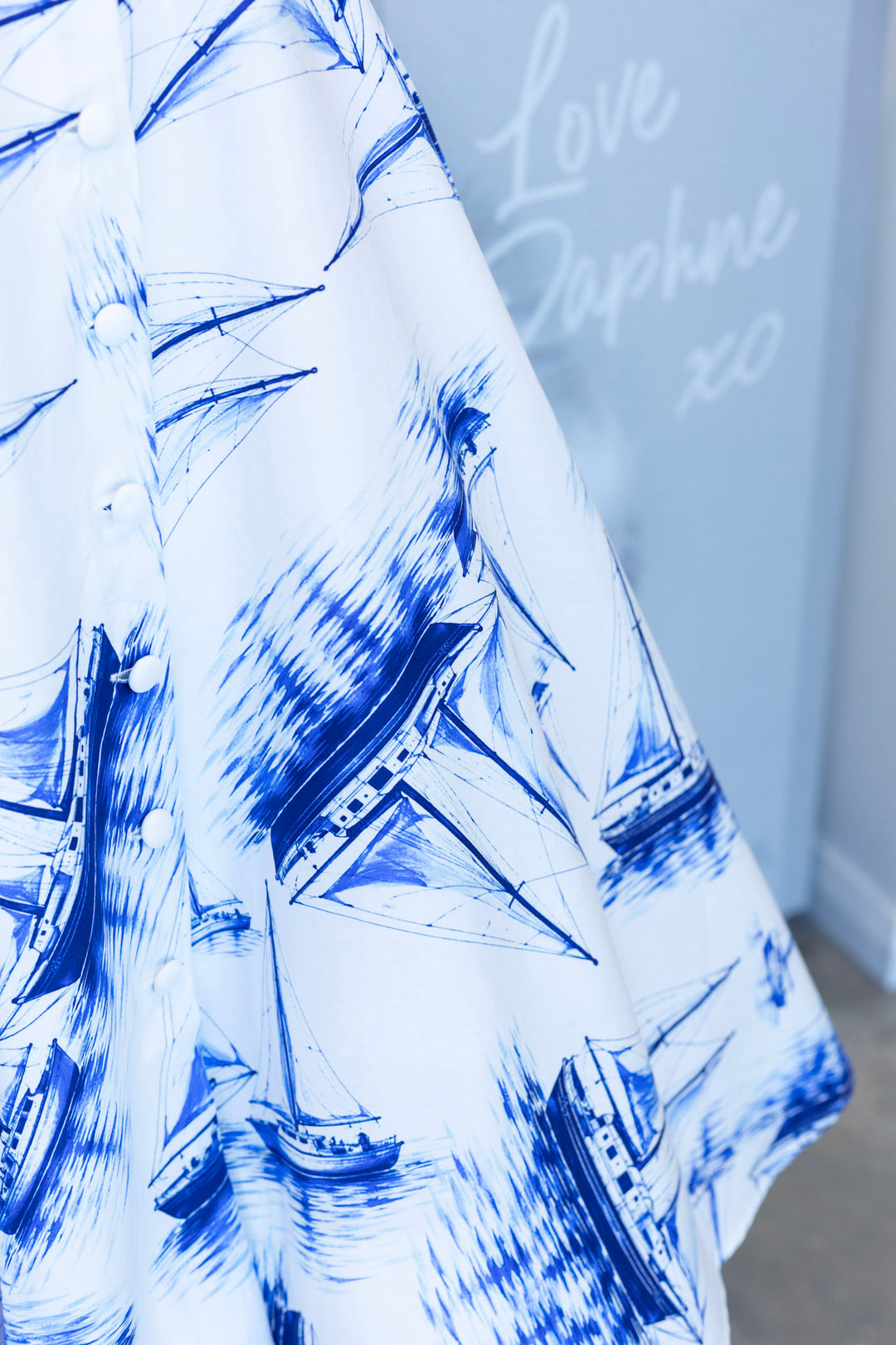 PREORDER - Mollie White Sail Boat Nautical Shirt Dress - Expected dispatch 7th of July