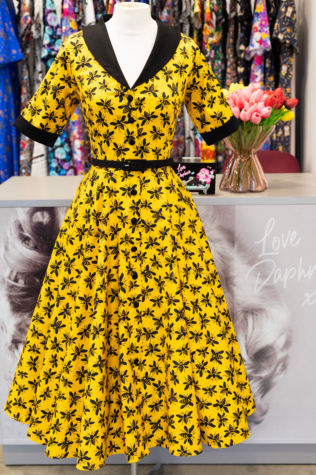 PREORDER - Mollie Yellow Bee Shirt Dress - Expected dispatch 8th of July