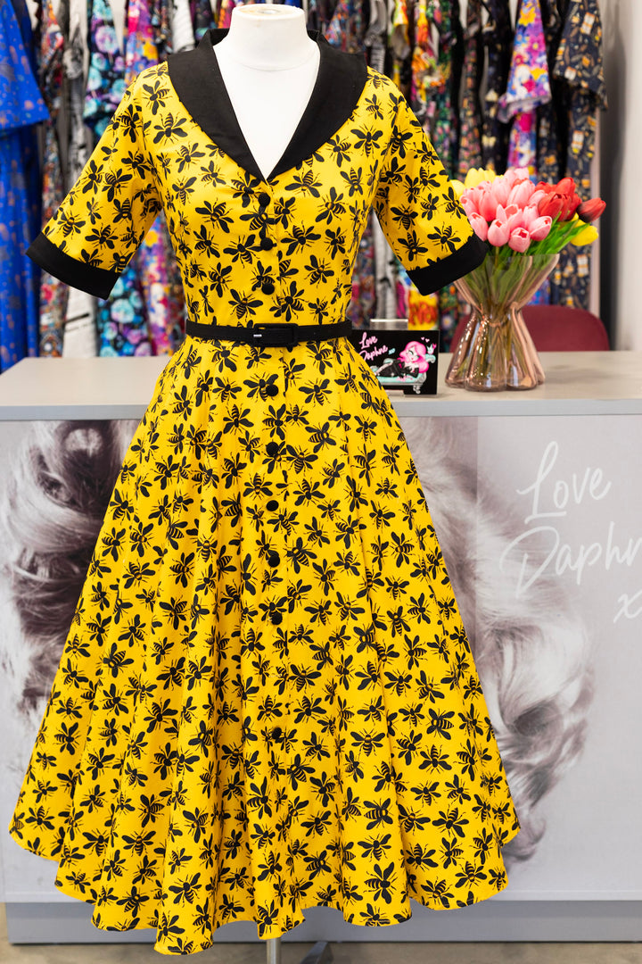 PREORDER - Mollie Yellow Bee Shirt Dress - Expected dispatch 8th of July