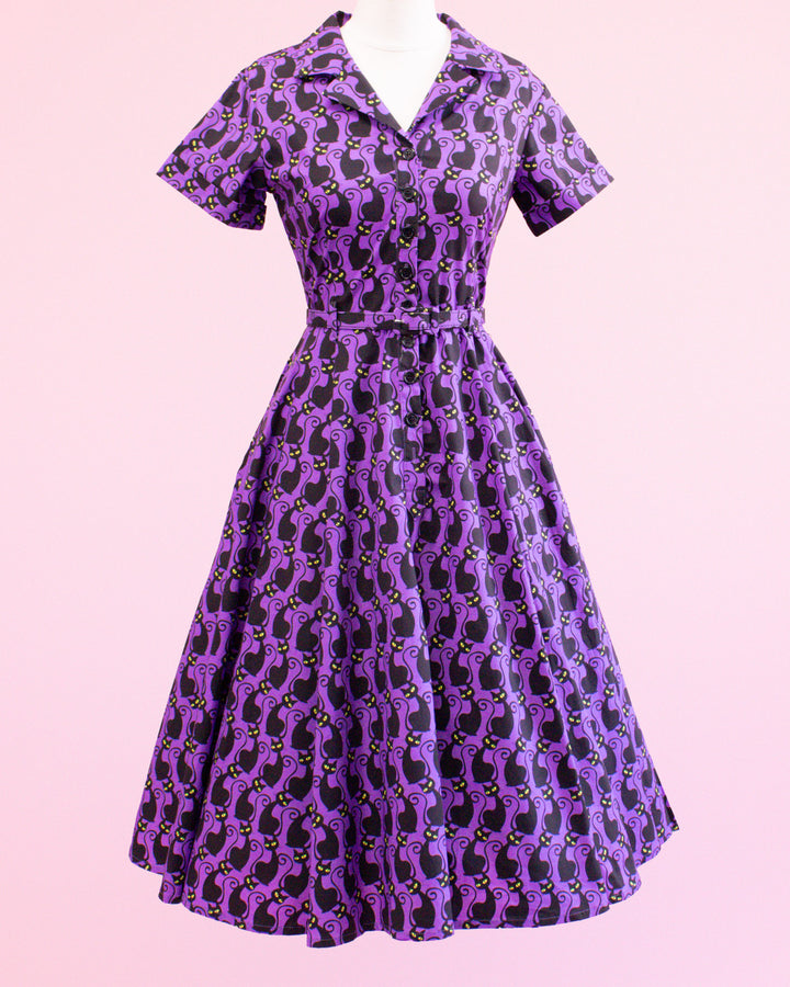 Peggy Swing Dress in Mystic Meow