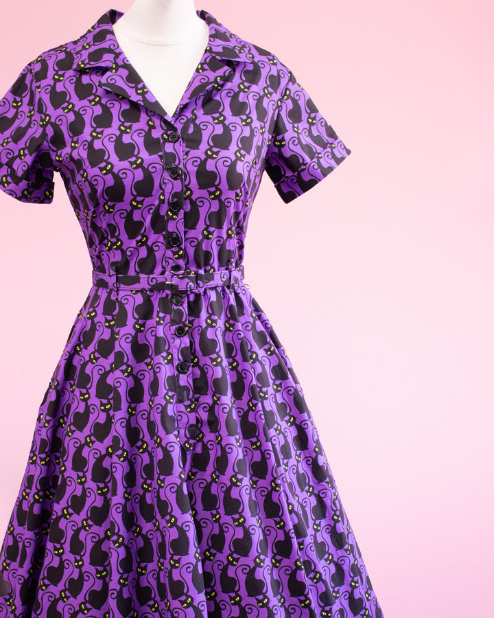 Peggy Swing Dress in Mystic Meow
