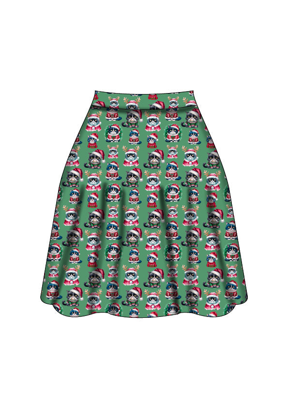 Nellie Skater Skirt - Grumpy Cats Christmas - Preorder for dispatch 28th of October