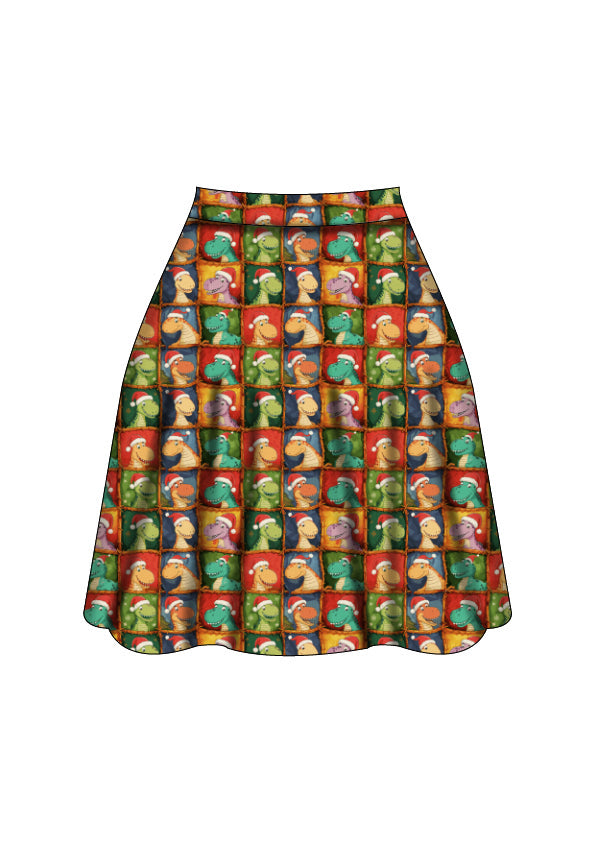 Nellie Skater Skirt - Dino's First Christmas - Preorder for dispatch 28th of October