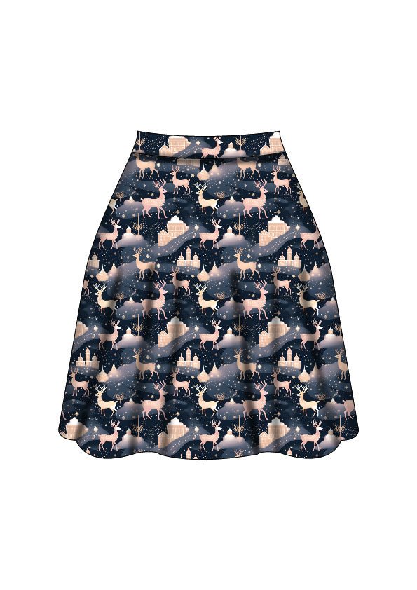 Nellie Skater Skirt - Christmas Reindeer - Preorder for dispatch 28th of October