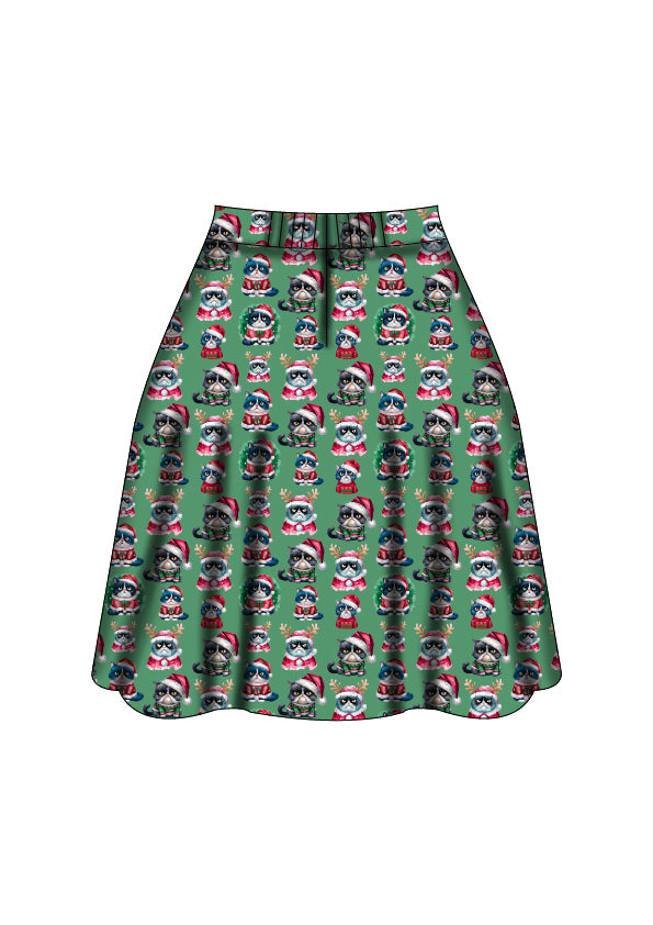 Nellie Skater Skirt - Grumpy Cats Christmas - Preorder for dispatch 28th of October