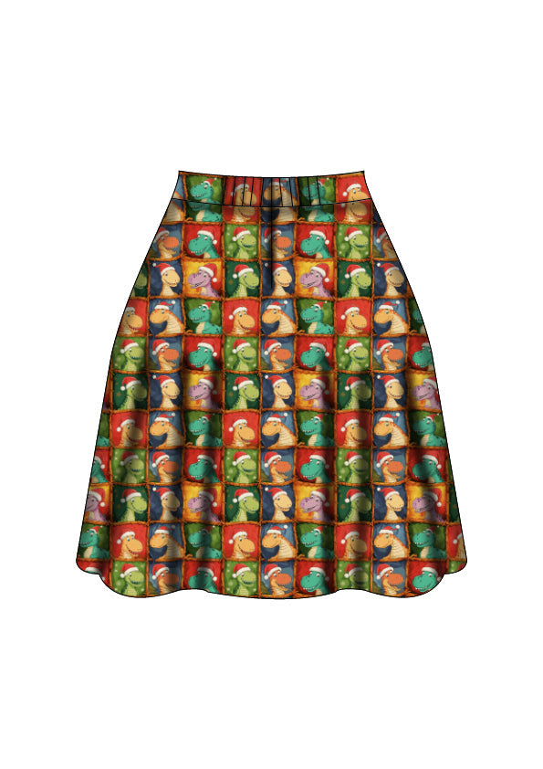 Nellie Skater Skirt - Dino's First Christmas - Preorder for dispatch 28th of October