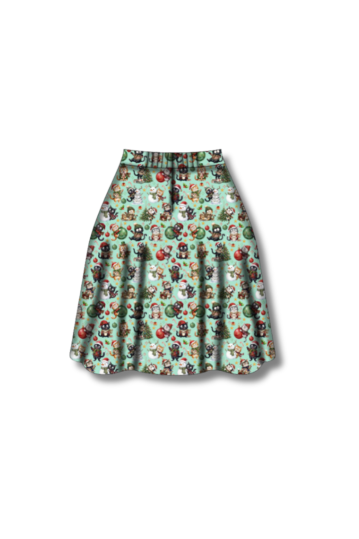 PREORDER  - Nellie Skater Skirt -  Festive Felines - Estimated dispatch date 5th of November