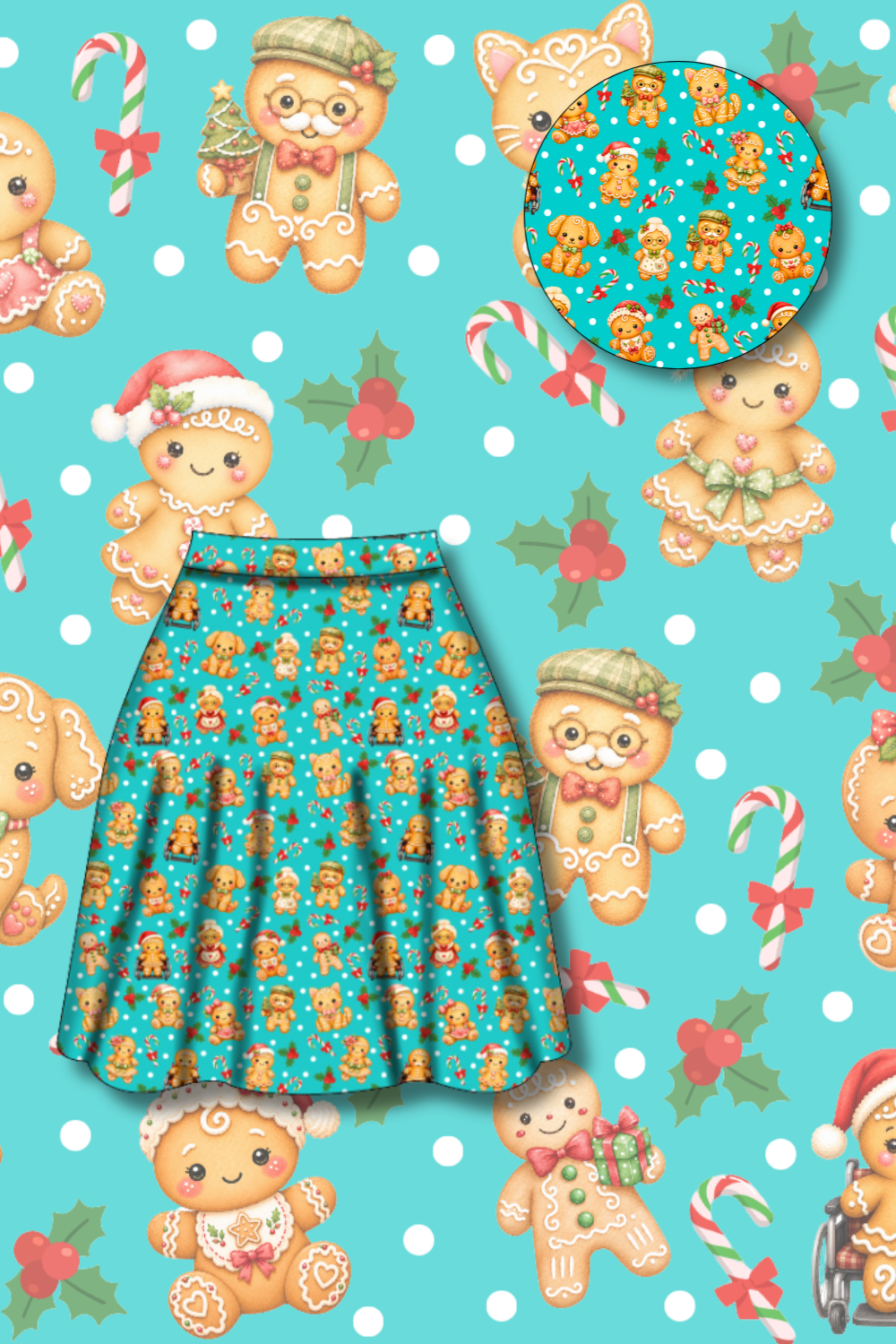 PREORDER  - Nellie Skater Skirt -  Gingerbread Cheer - Estimated dispatch date 5th of November