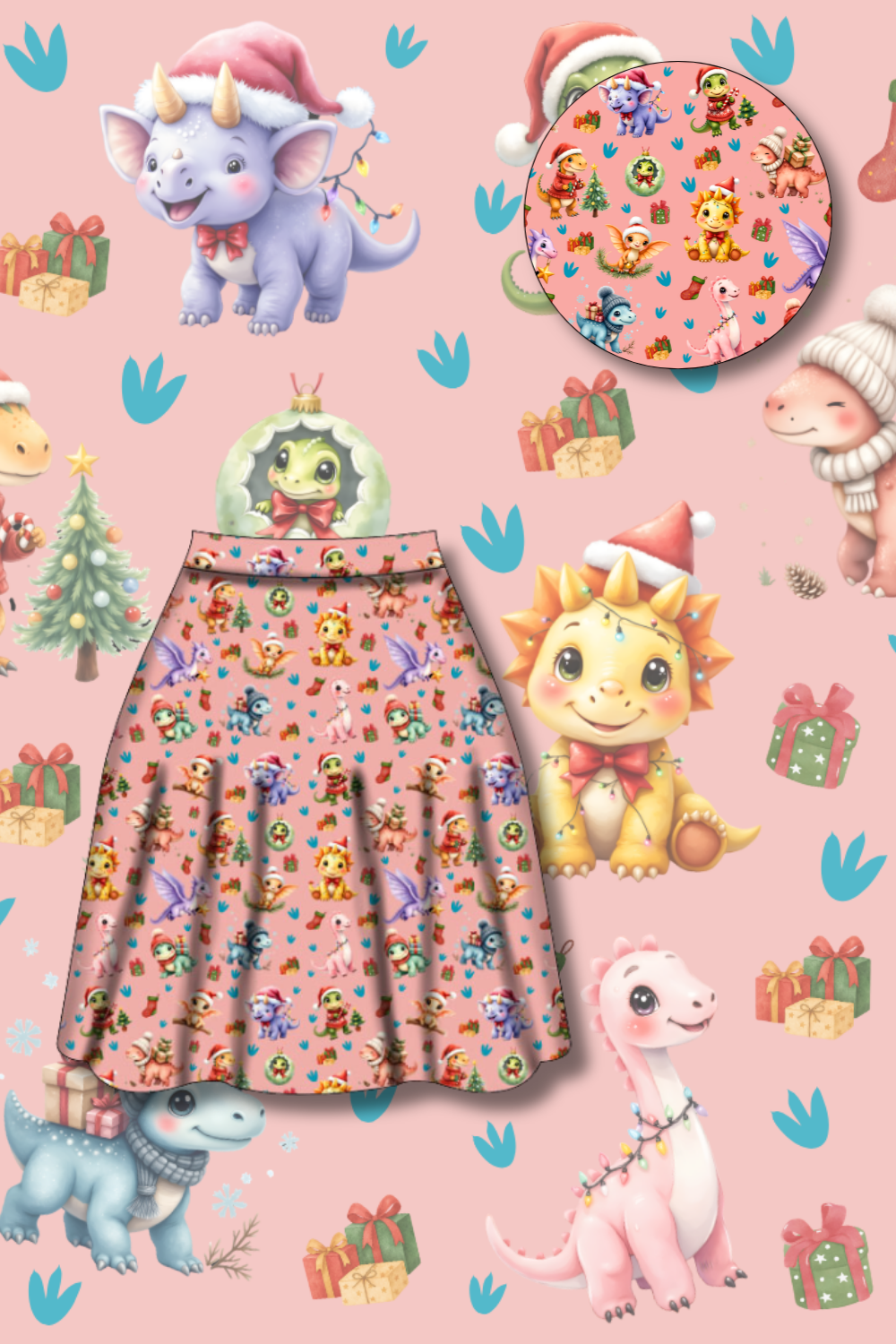 PREORDER  - Nellie Skater Skirt -  Jurassic Jingles - Estimated dispatch date 5th of November