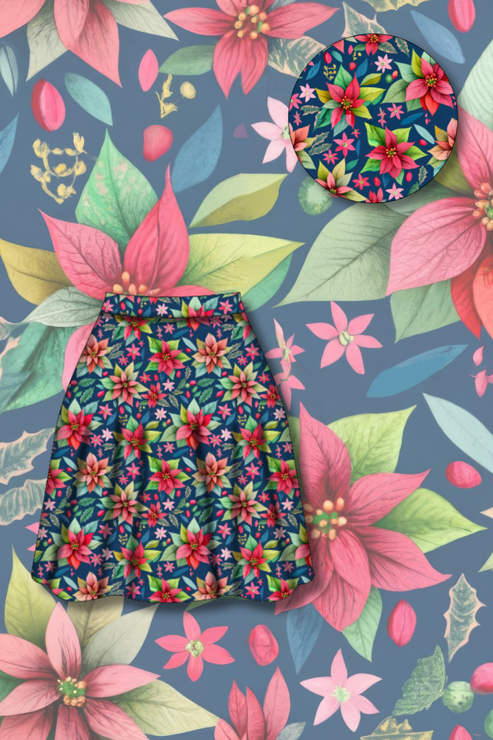 PREORDER  - Nellie Skater Skirt -  Poinsettia Party - Estimated dispatch date 5th of November