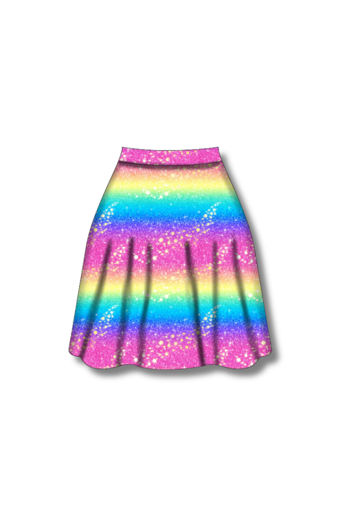 PREORDER  - Nellie Skater Skirt -  Rainbow Christmas - Estimated dispatch date 5th of November