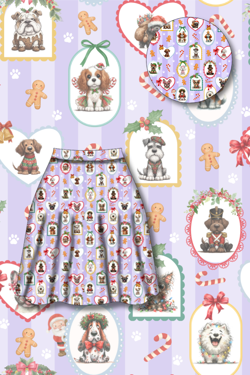 PREORDER  - Nellie Skater Skirt -  Santa Pawtraits - Estimated dispatch date 5th of November