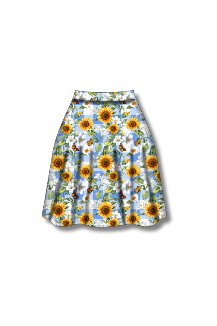 PREORDER  - Nellie Skater Skirt -  Sunflower Blue Gingham - Estimated dispatch date 27th of October