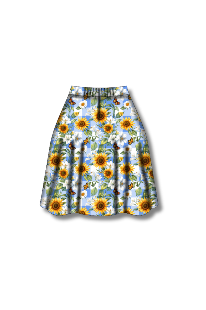 PREORDER  - Nellie Skater Skirt -  Sunflower Blue Gingham - Estimated dispatch date 27th of October