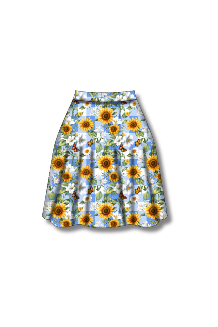 PREORDER  - Nellie Skater Skirt -  Sunflower Blue Gingham - Estimated dispatch date 27th of October