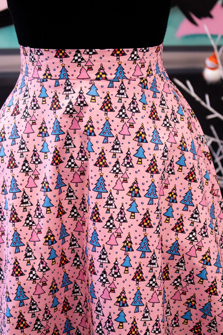 Nellie Skater Skirt - Retro Christmas Trees