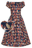 Lily Swing Dress in Book & Owl Print