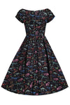 Lily Swing Dress in Black Fossil Print