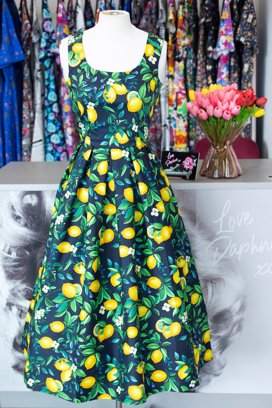 PRE-ORDER - Ophelia Black Lemon Dress - Expected dispatch 7th of July