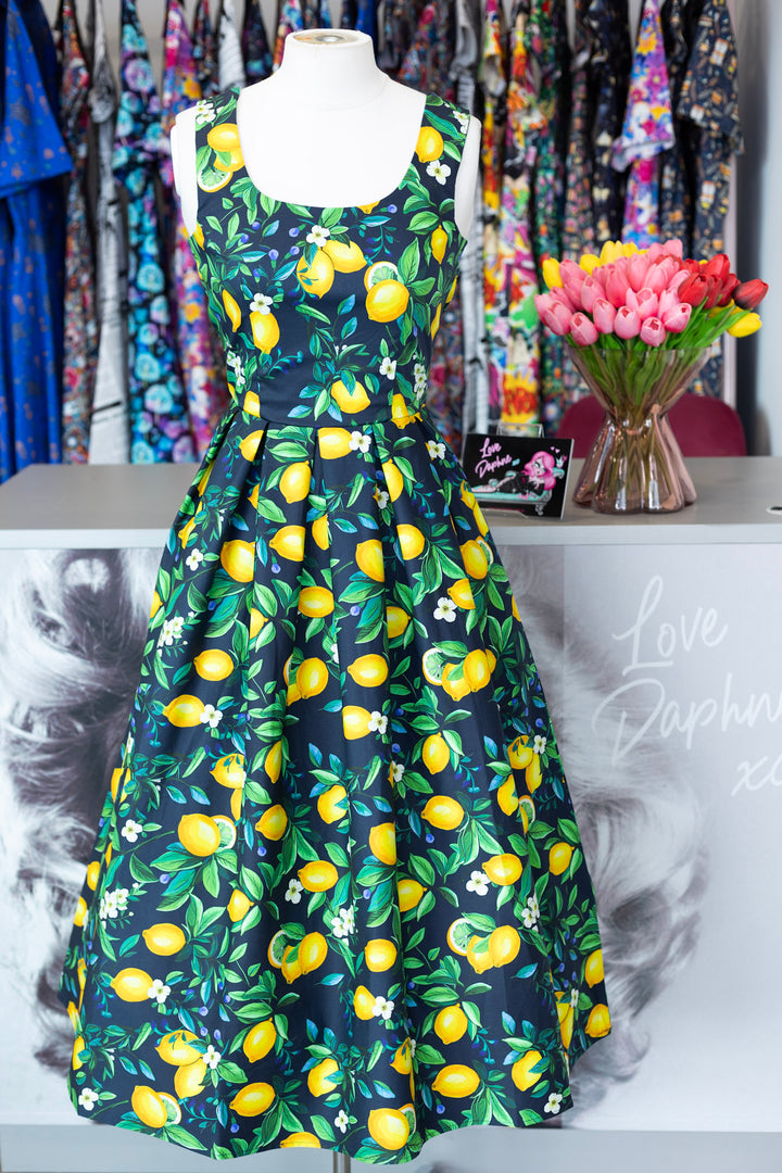 PRE-ORDER - Ophelia Black Lemon Dress - Expected dispatch 7th of July