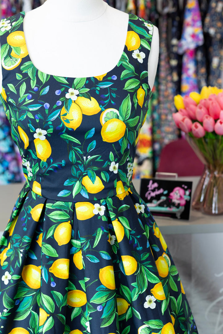 PRE-ORDER - Ophelia Black Lemon Dress - Expected dispatch 7th of July