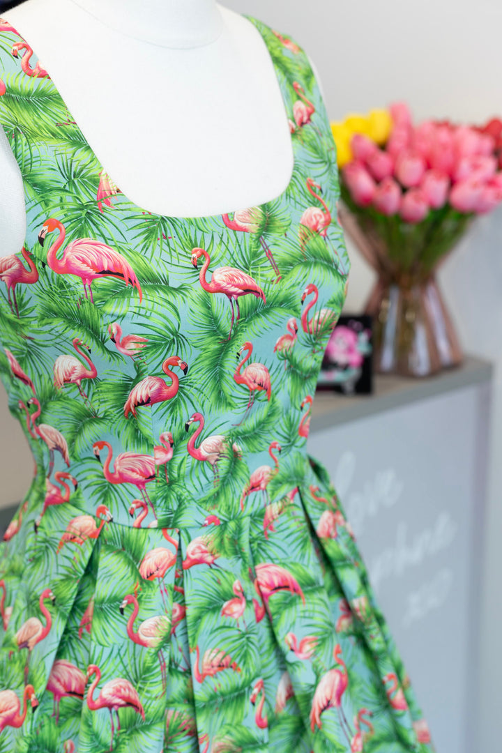 PRE-ORDER - Ophelia Blue Pink Flamingos Dress - Expected dispatch 7th of July