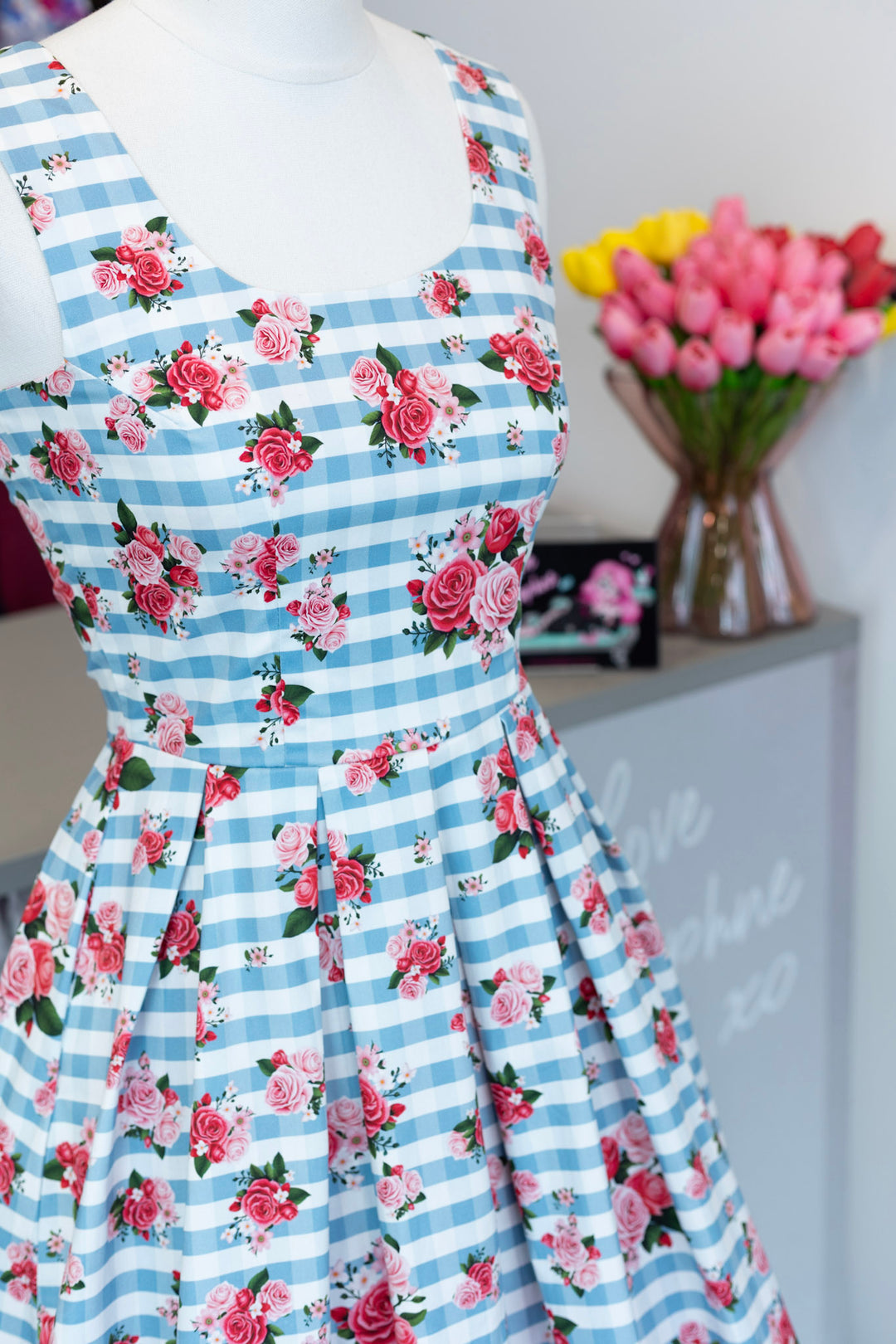 PRE-ORDER - Ophelia Floral Gingham Dress - Expected dispatch 7th of July