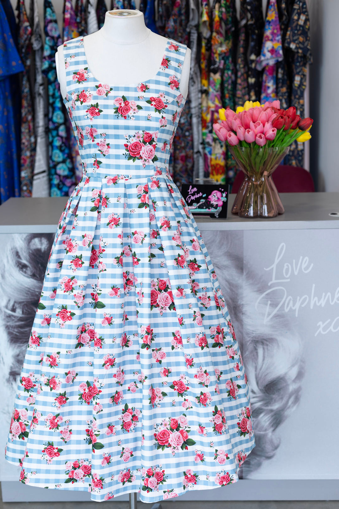 PRE-ORDER - Ophelia Floral Gingham Dress - Expected dispatch 7th of July