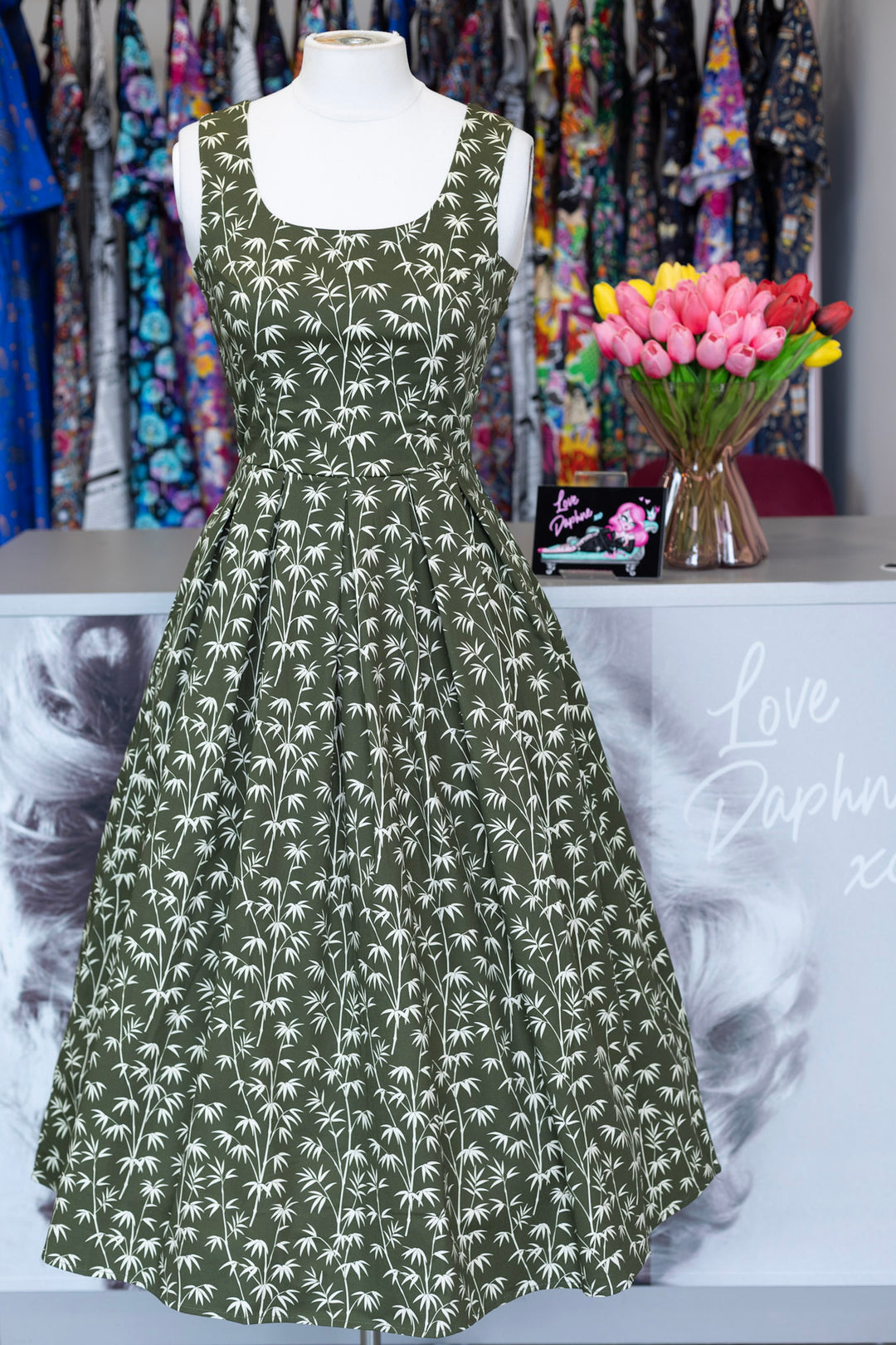 PRE-ORDER - Ophelia Green Bamboo Dress - Expected dispatch 7th of July