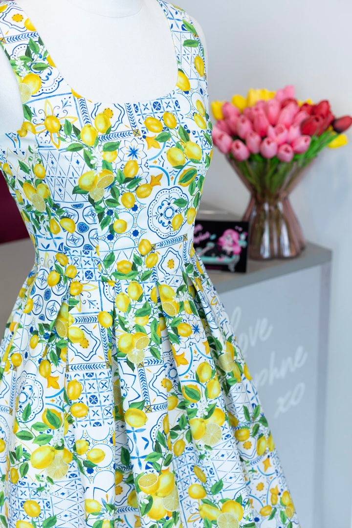 PRE-ORDER - Ophelia Mediterranean Lemon Dress - Expected dispatch 7th of July