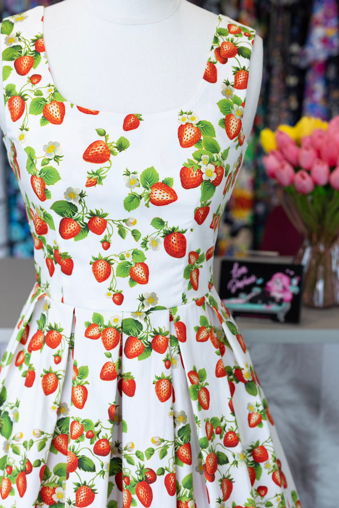 PRE-ORDER - Ophelia White Strawberry Dress - Expected dispatch 7th of July