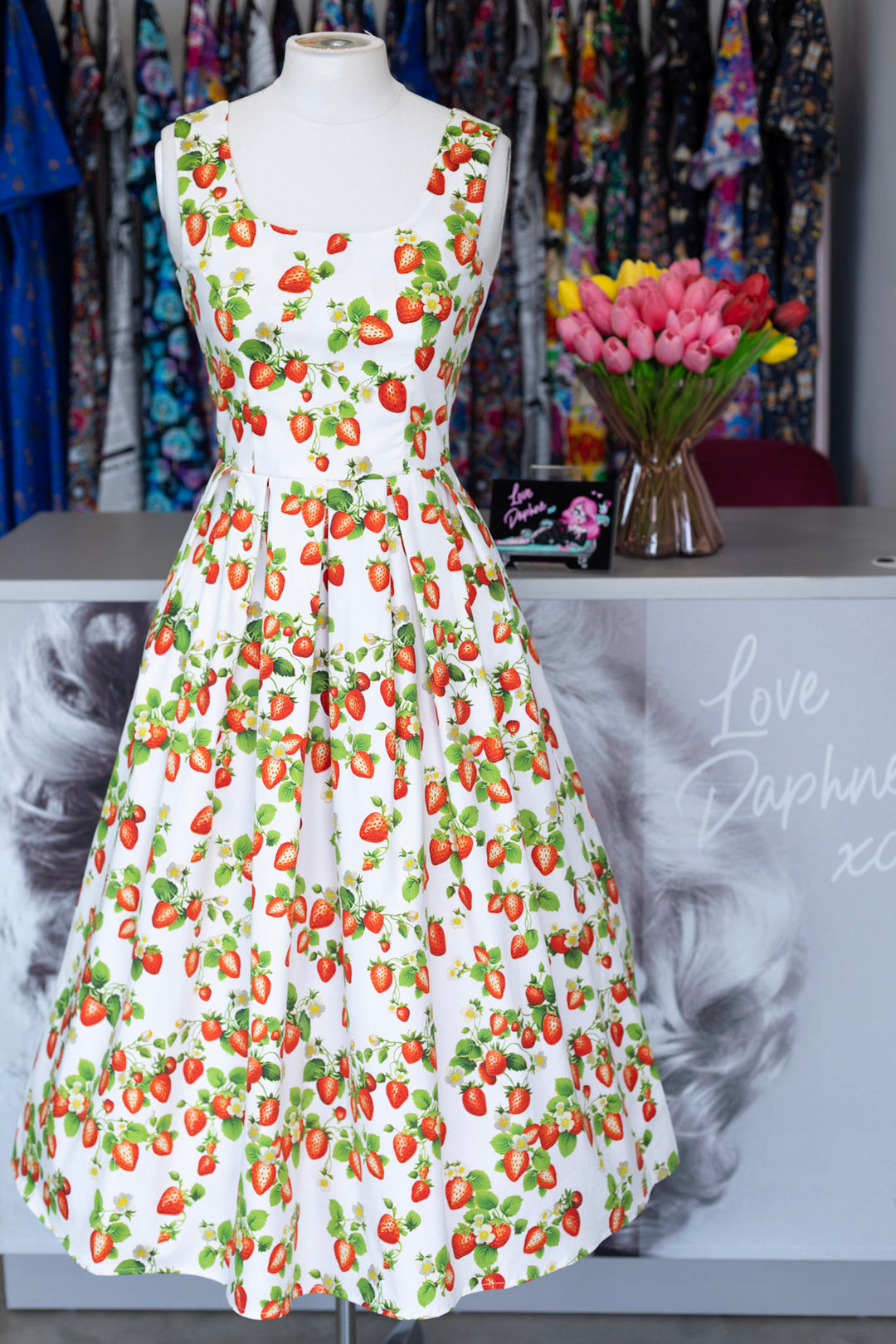 PRE-ORDER - Ophelia White Strawberry Dress - Expected dispatch 7th of July
