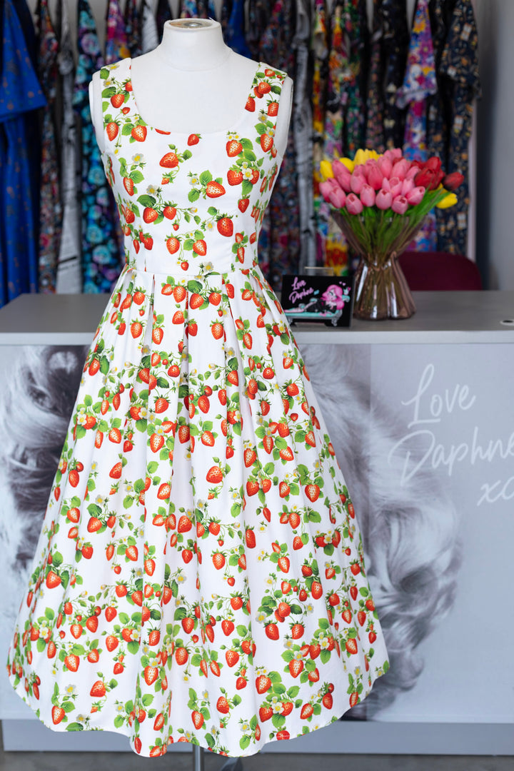 PRE-ORDER - Ophelia White Strawberry Dress - Expected dispatch 7th of July