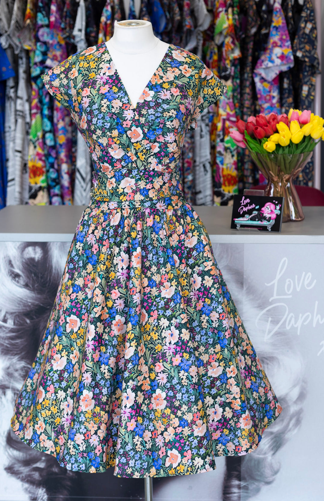 Painted Floral Greta Dress