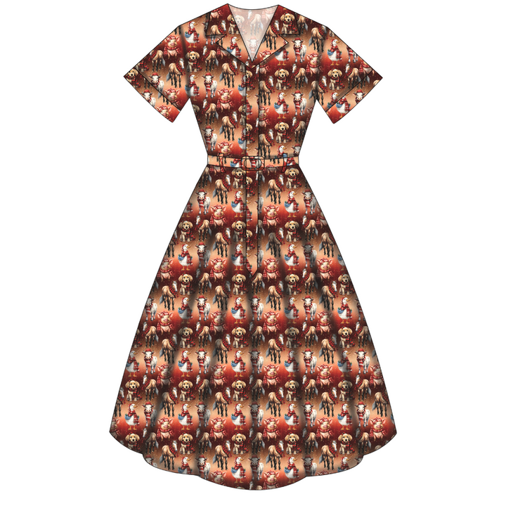Peggy Swing Dress - Farmyard Christmas - Preorder for dispatch 28th of October