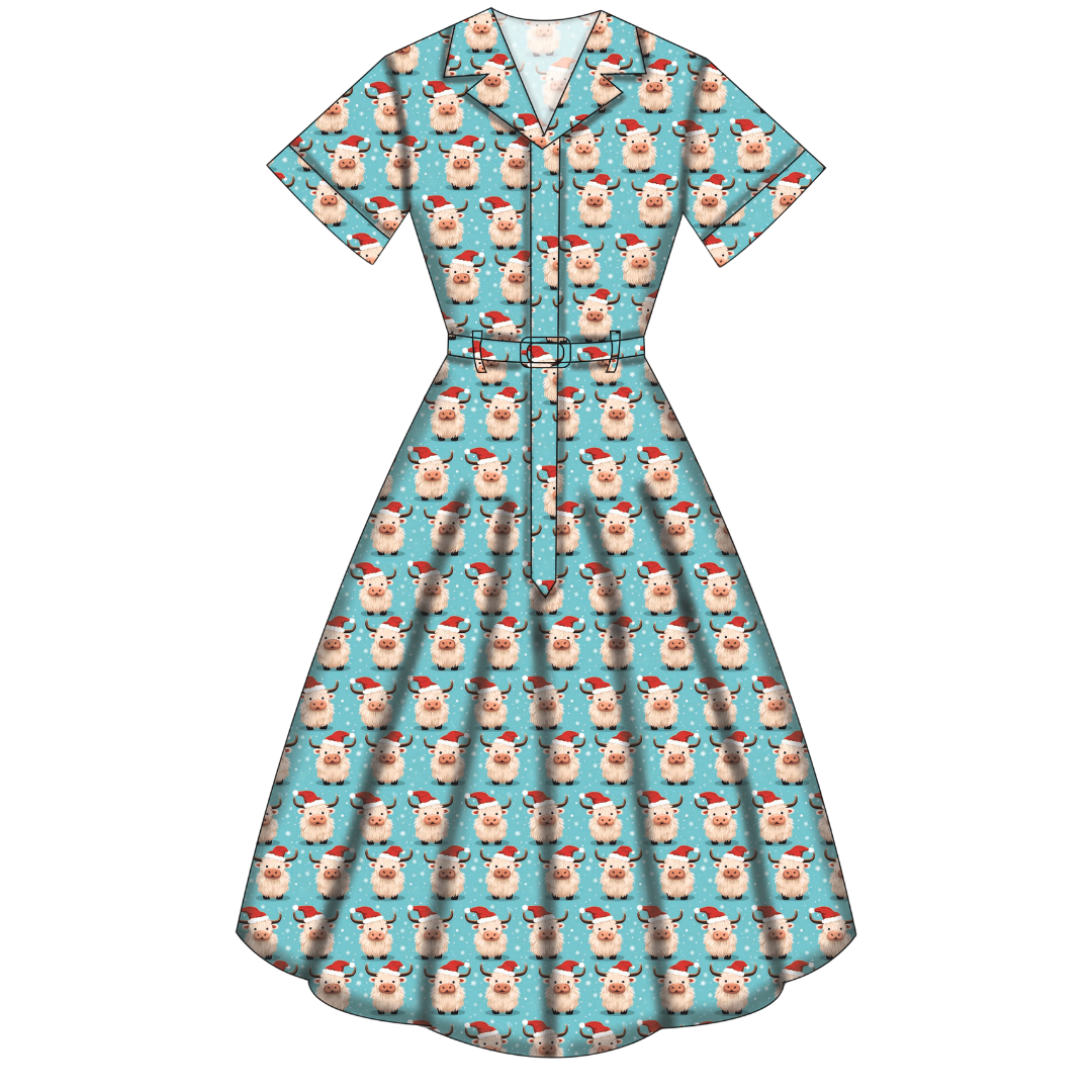Peggy Swing Dress - Christmas Highland - Preorder for dispatch 28th of October