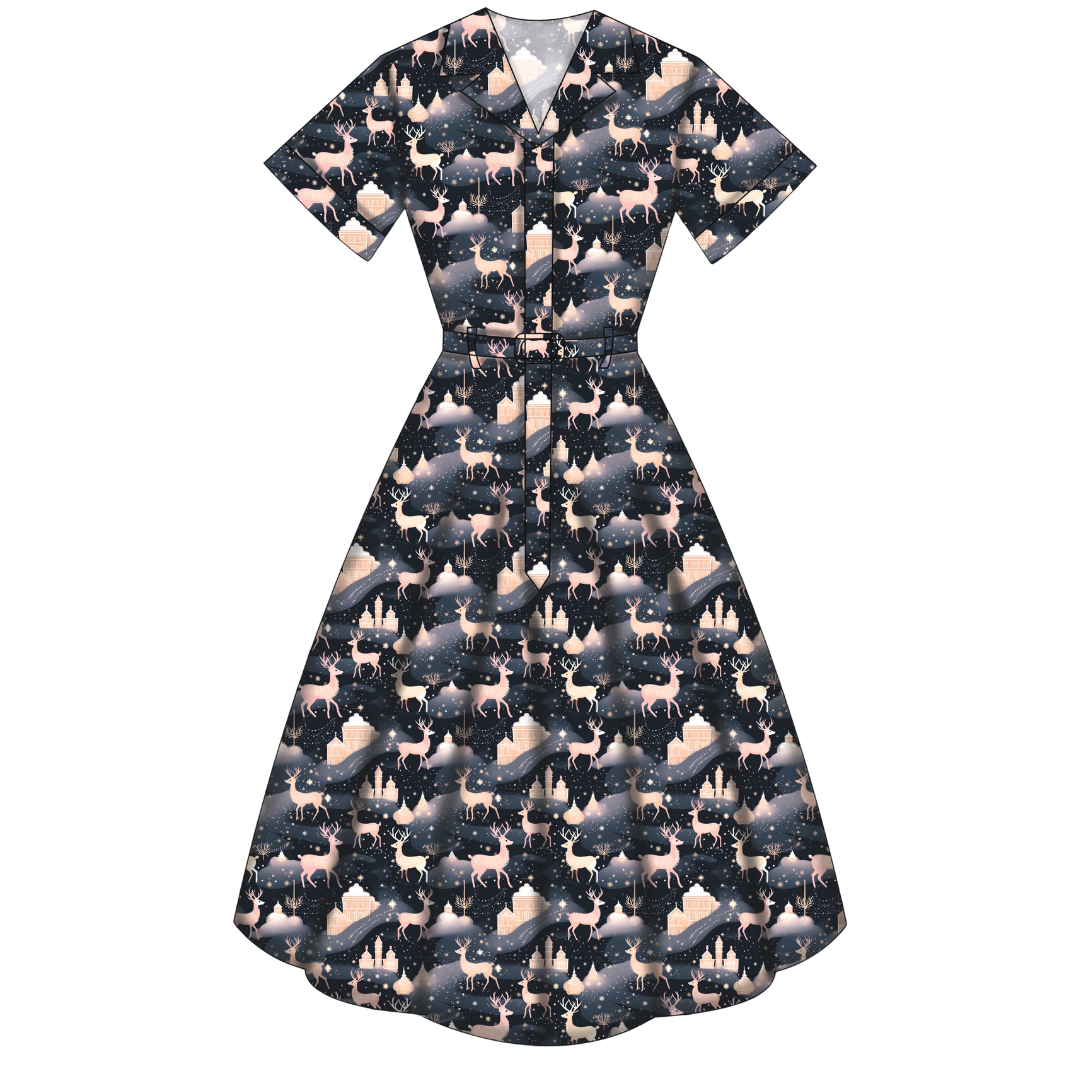 Peggy Swing Dress - Christmas Reindeer - Preorder for dispatch 28th of October