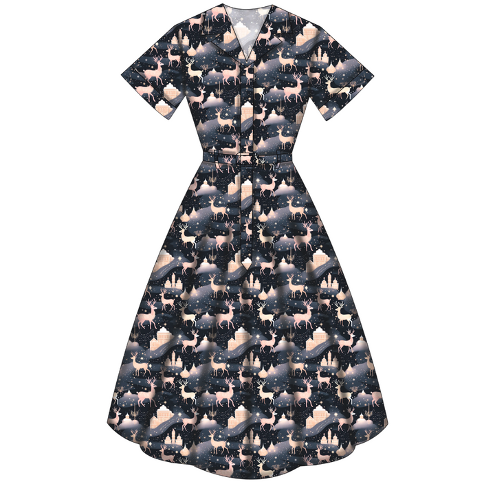 Peggy Swing Dress - Christmas Reindeer - Preorder for dispatch 28th of October