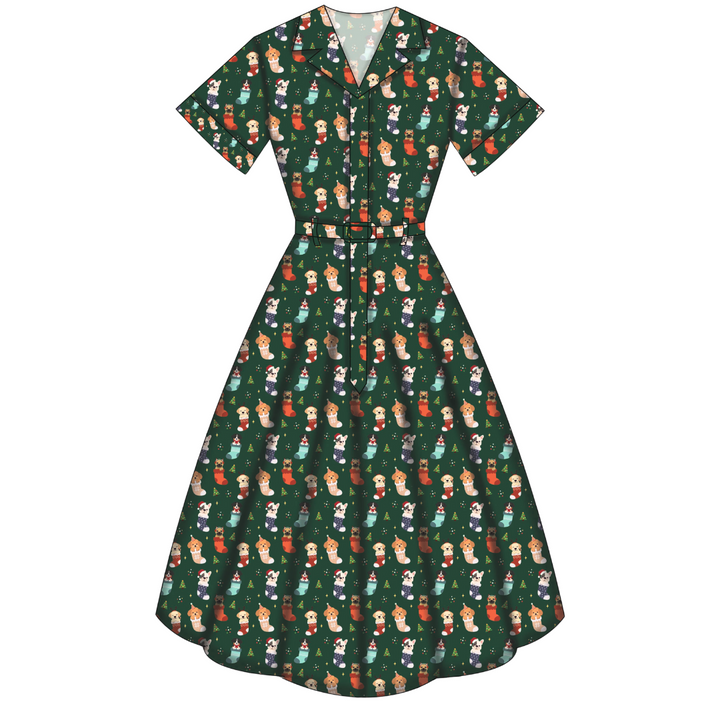 Peggy Swing Dress - Christmas Pups - Preorder for dispatch 28th of October