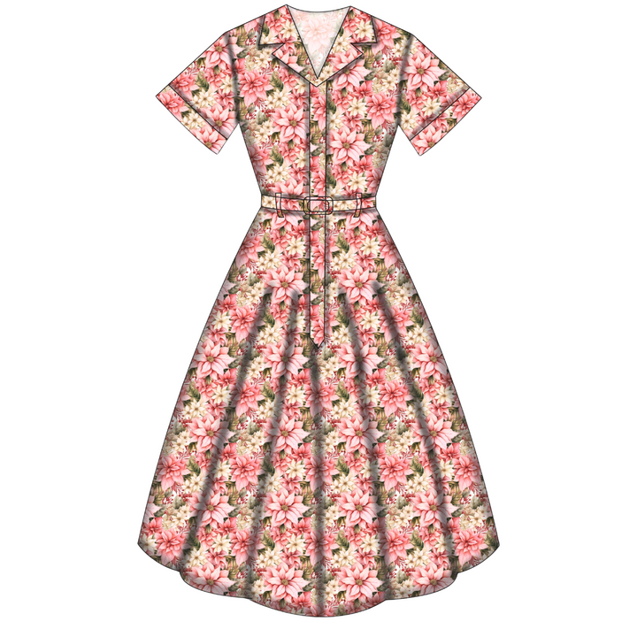 Peggy Swing Dress - Pink Poinsettia - Preorder for dispatch 28th of October