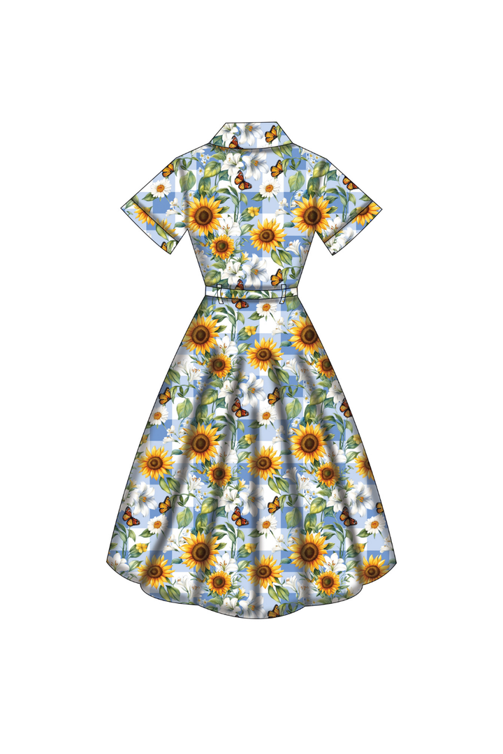 PREORDER - Peggy Swing Dress - Sunflower Blue Gingham - Estimated dispatch date 27th of October