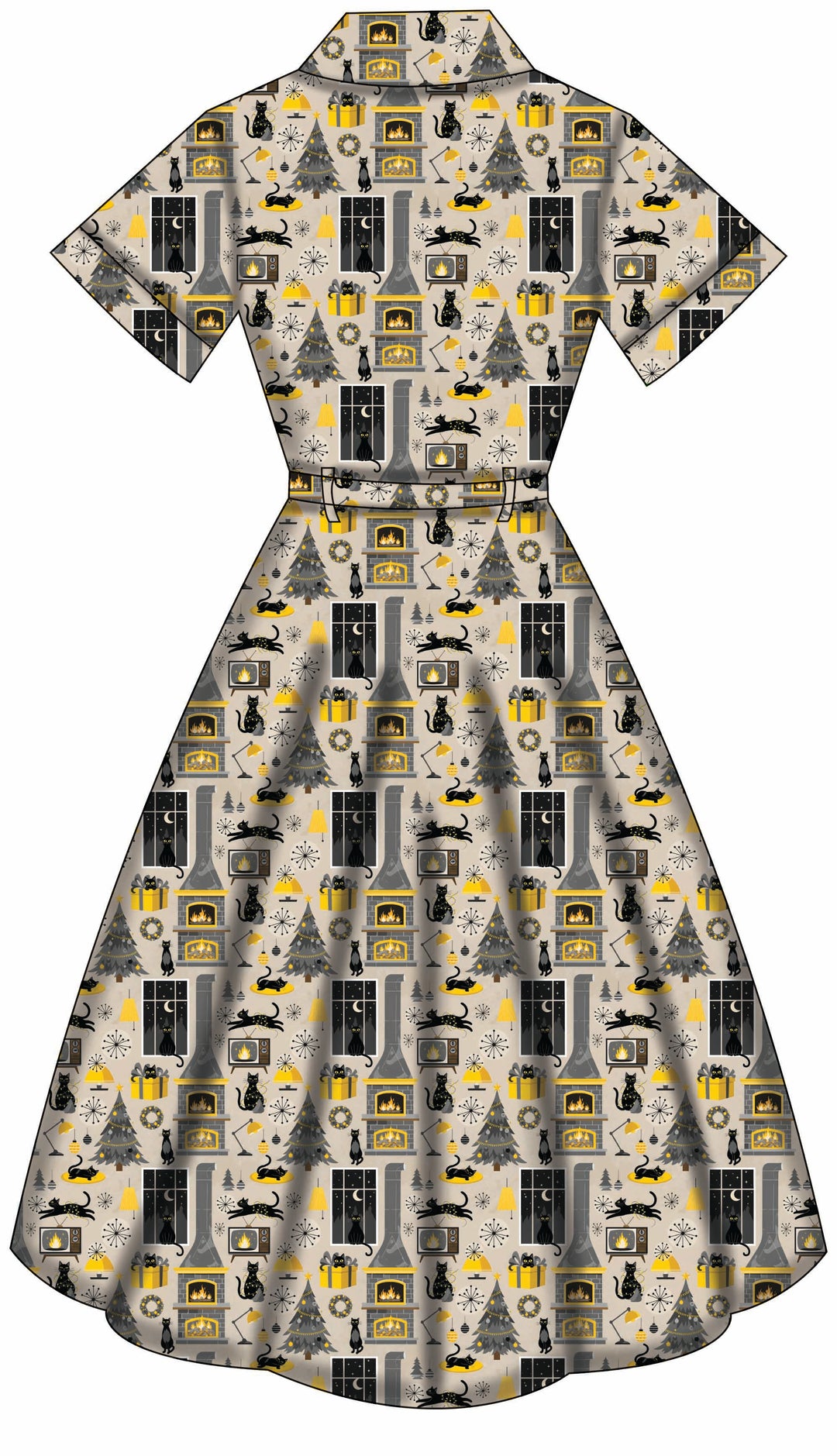 Peggy Swing Dress - Retro Cats Christmas - Preorder for dispatch 28th of October