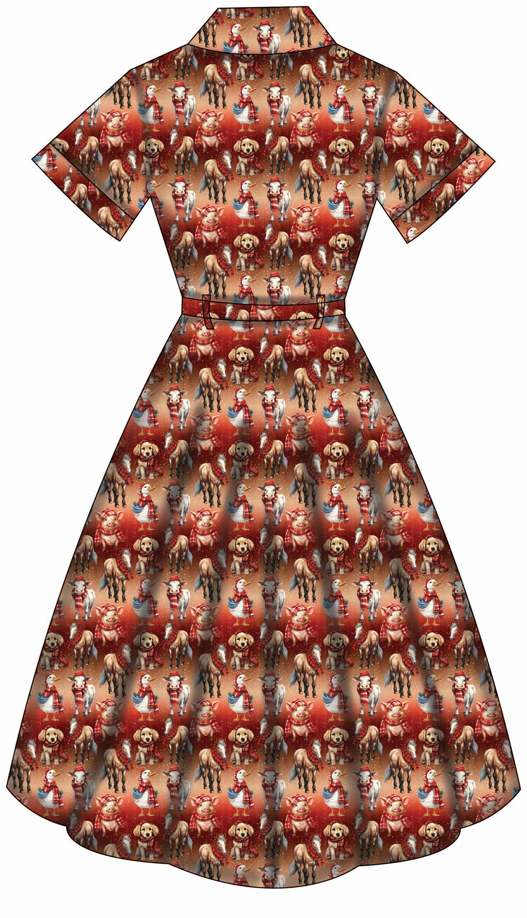 Peggy Swing Dress - Farmyard Christmas - Preorder for dispatch 28th of October