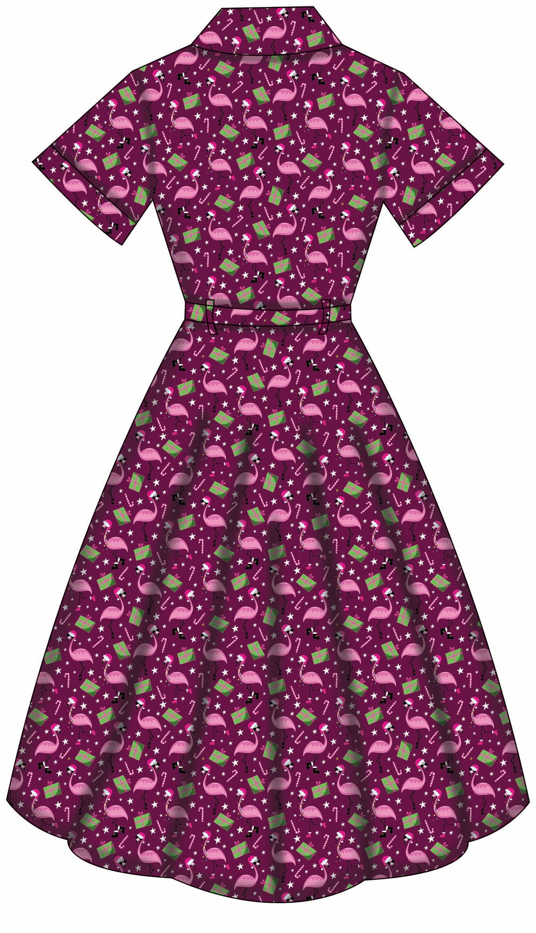 Peggy Swing Dress - Flamingo Christmas - Preorder for dispatch 28th of October