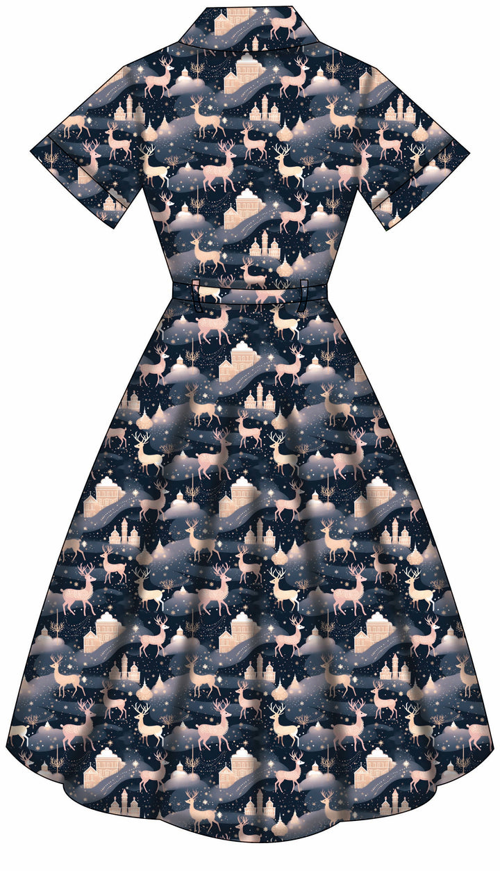 Peggy Swing Dress - Christmas Reindeer - Preorder for dispatch 28th of October