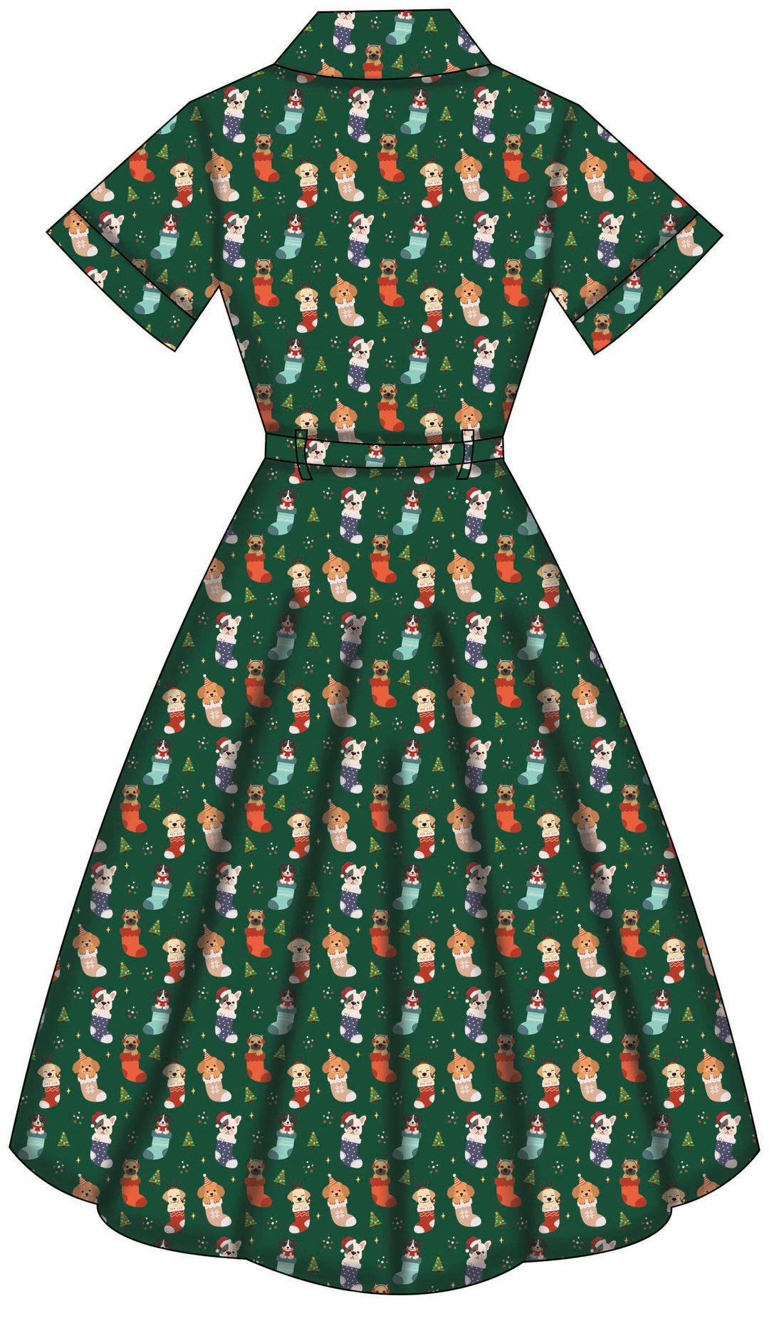 Peggy Swing Dress - Christmas Pups - Preorder for dispatch 28th of October